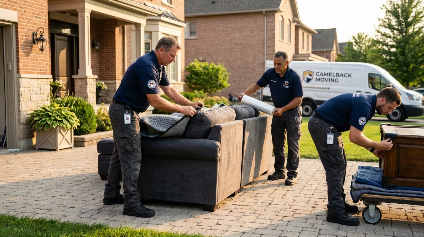 Large estate moving crew wrapping furniture in Atoka, OK