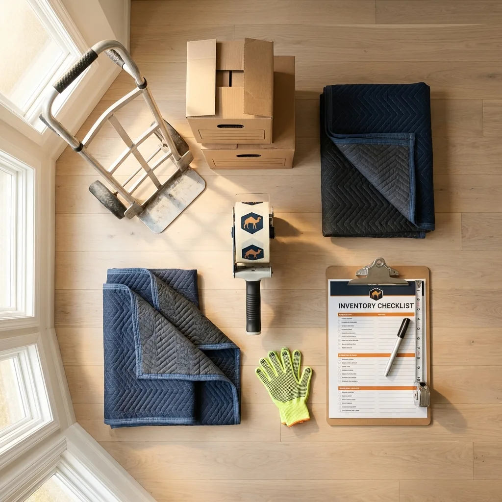 Professional moving supplies and packing materials layout for Atoka residential relocations